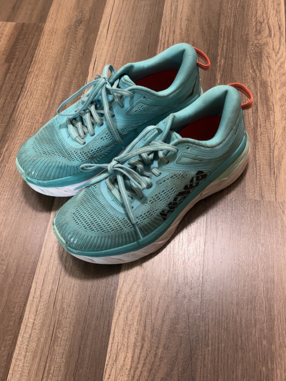 HOKA One One Bondi 7 Womens Teal Blue 6.5 Running Shoes